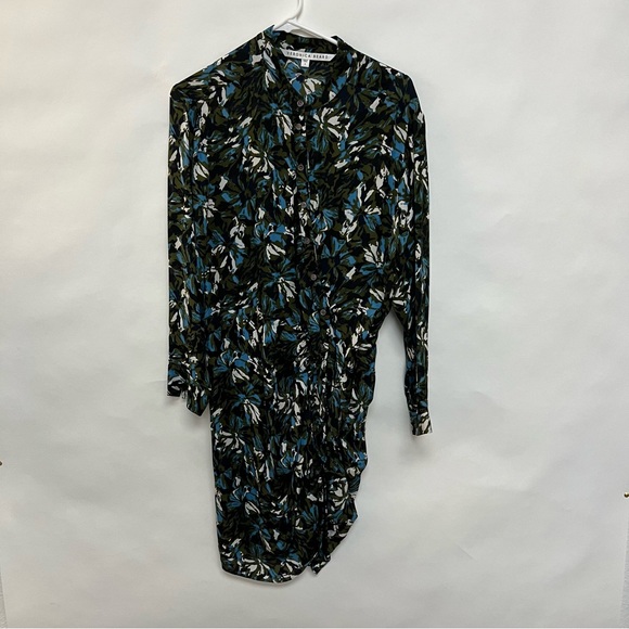 New Veronica Beard Georgina Dress Floral Print Wrap Olive Green 100% Silk Size 8 - Picture 4 of 8